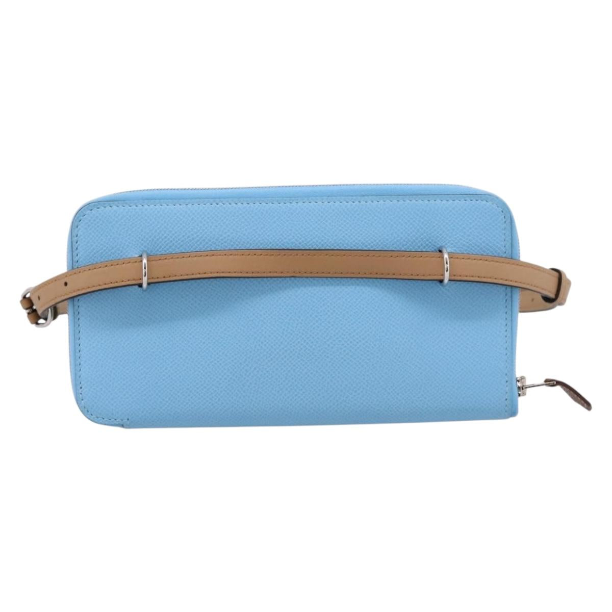HERMES Nouveau To Go Ship Shoulder Wallet Leather Lavande Auth ka6284SM