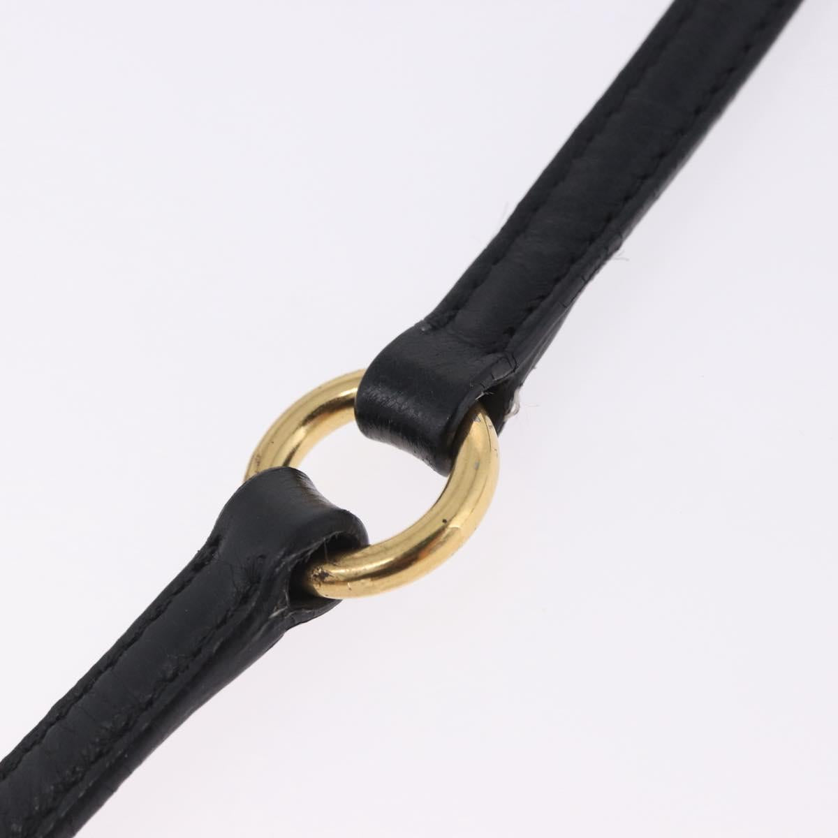 Miu Miu Matelasse Shoulder Bag Leather Black Gold Tone Auth ka6286A