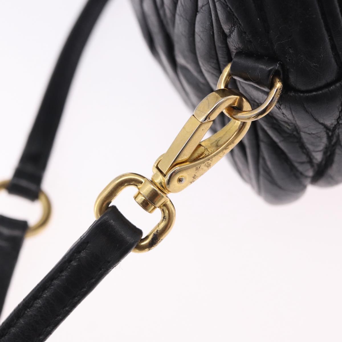 Miu Miu Matelasse Shoulder Bag Leather Black Gold Tone Auth ka6286A