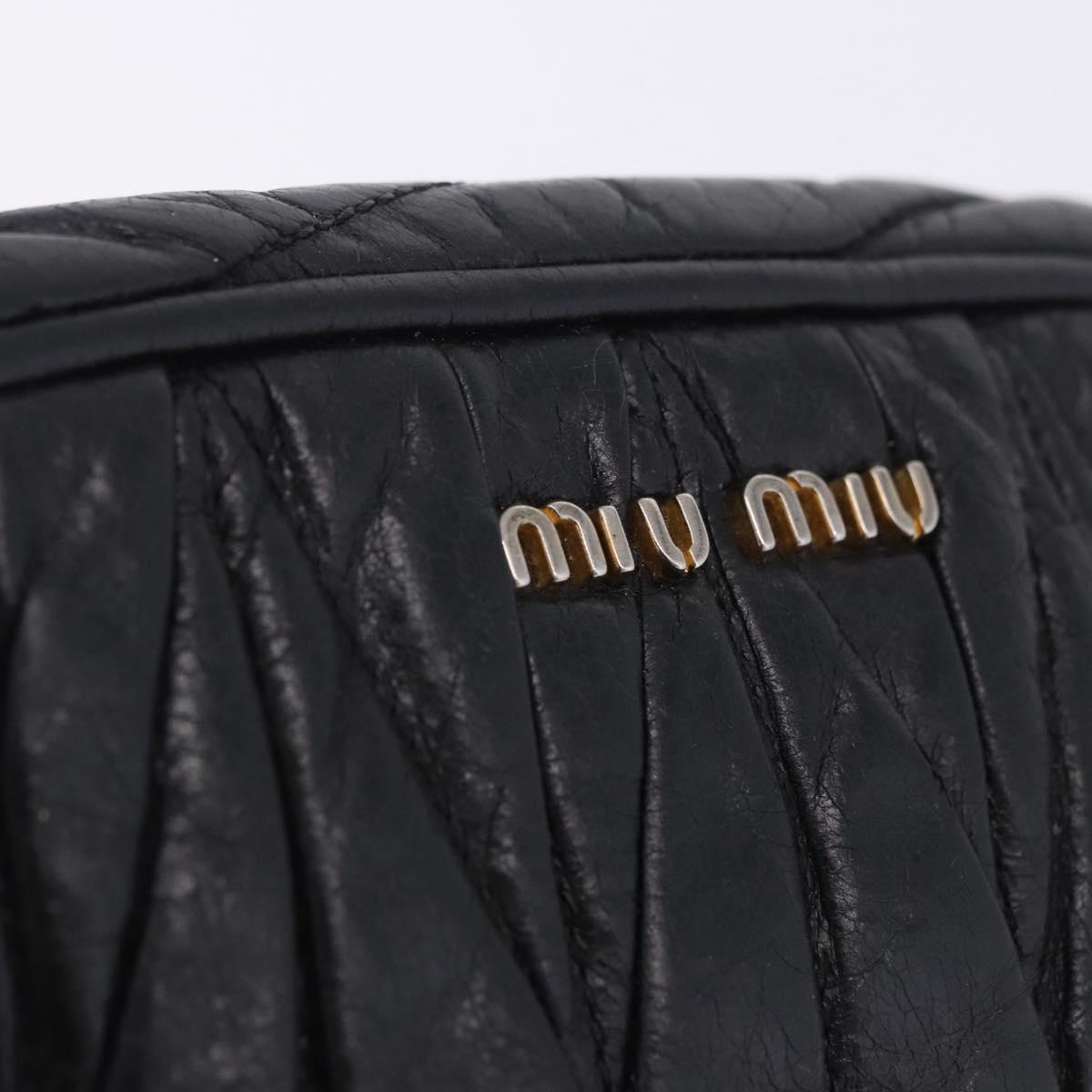 Miu Miu Matelasse Shoulder Bag Leather Black Gold Tone Auth ka6286A