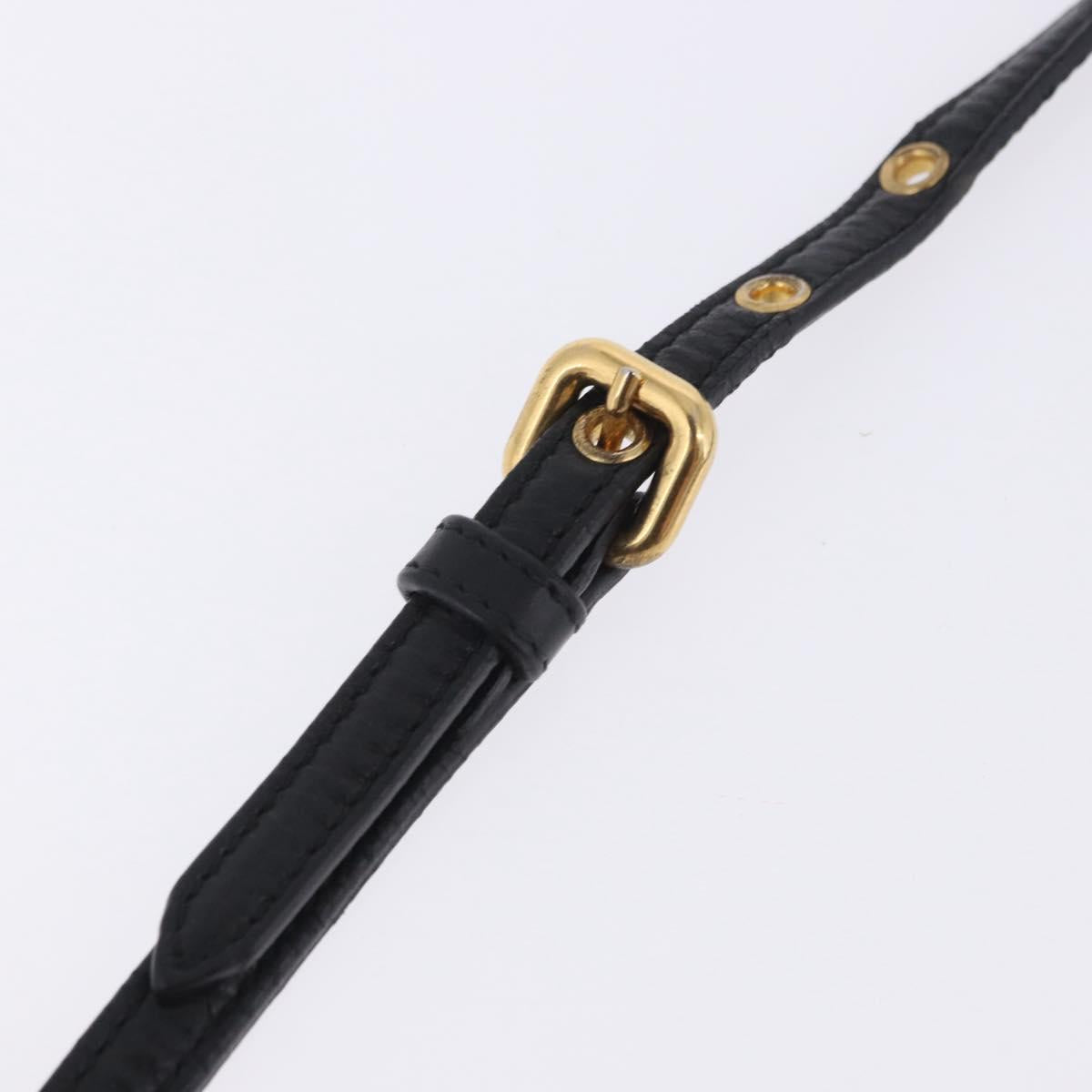 Miu Miu Matelasse Shoulder Bag Leather Black Gold Tone Auth ka6286A
