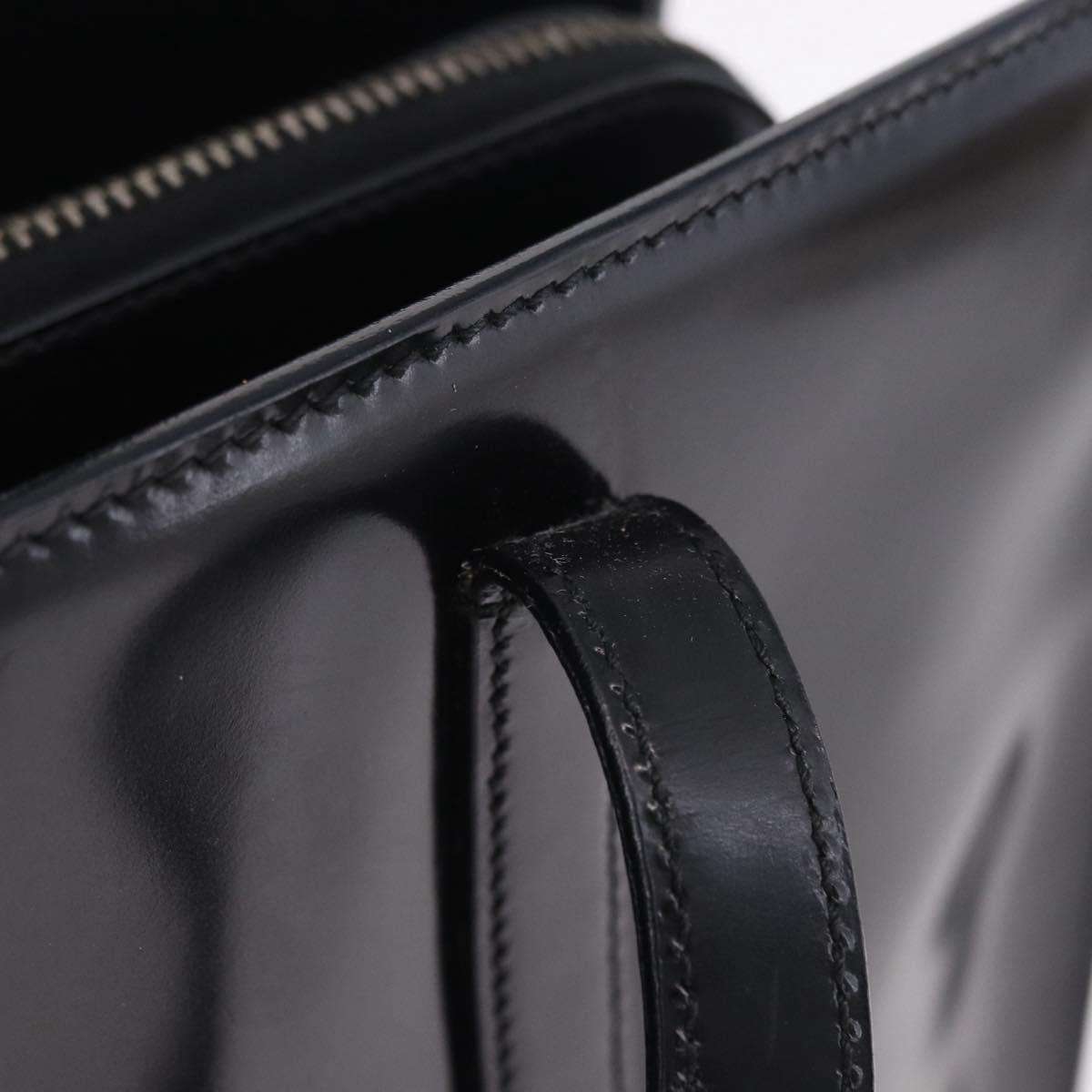 PRADA Hand Bag Patent Black Silver Auth ka6287