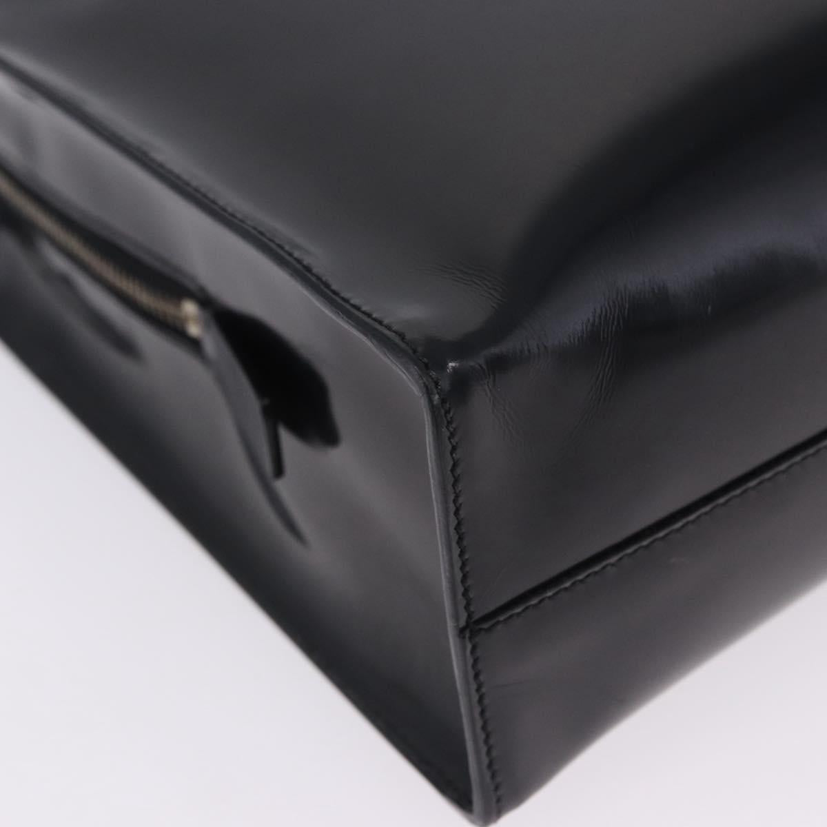 PRADA Hand Bag Patent Black Silver Auth ka6287