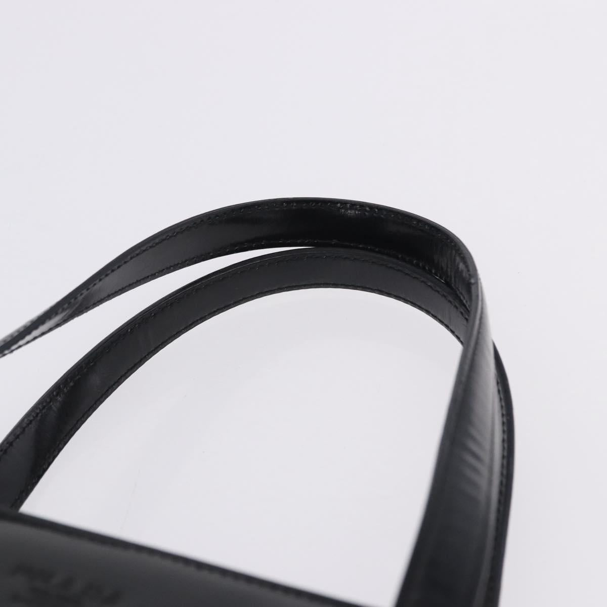 PRADA Hand Bag Patent Black Silver Auth ka6287