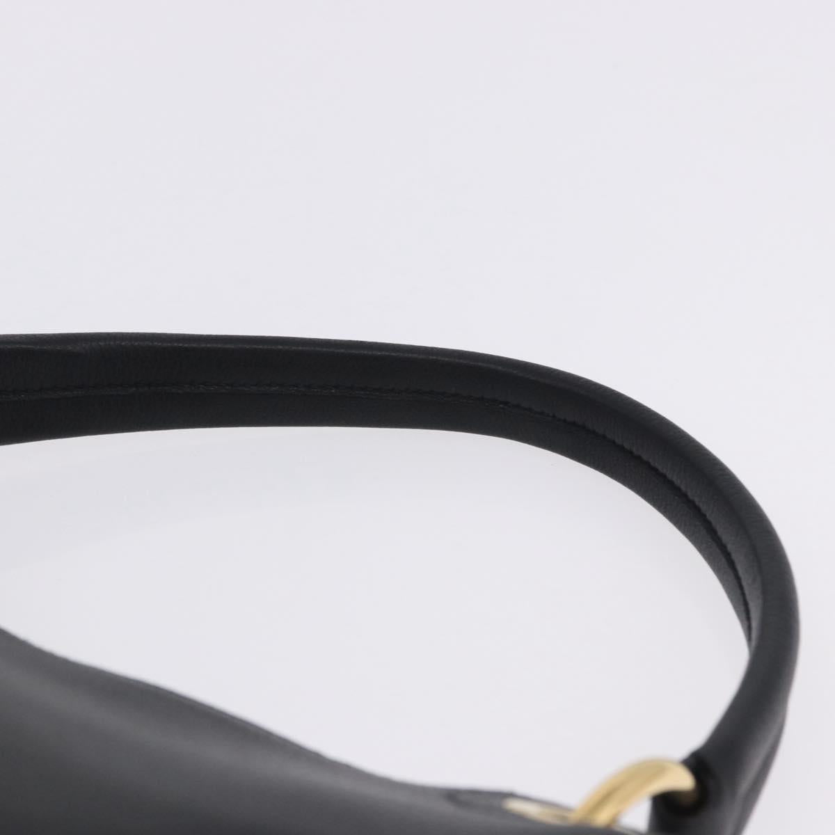 PRADA Shoulder Bag Leather Black Gold Tone Auth ka6289M