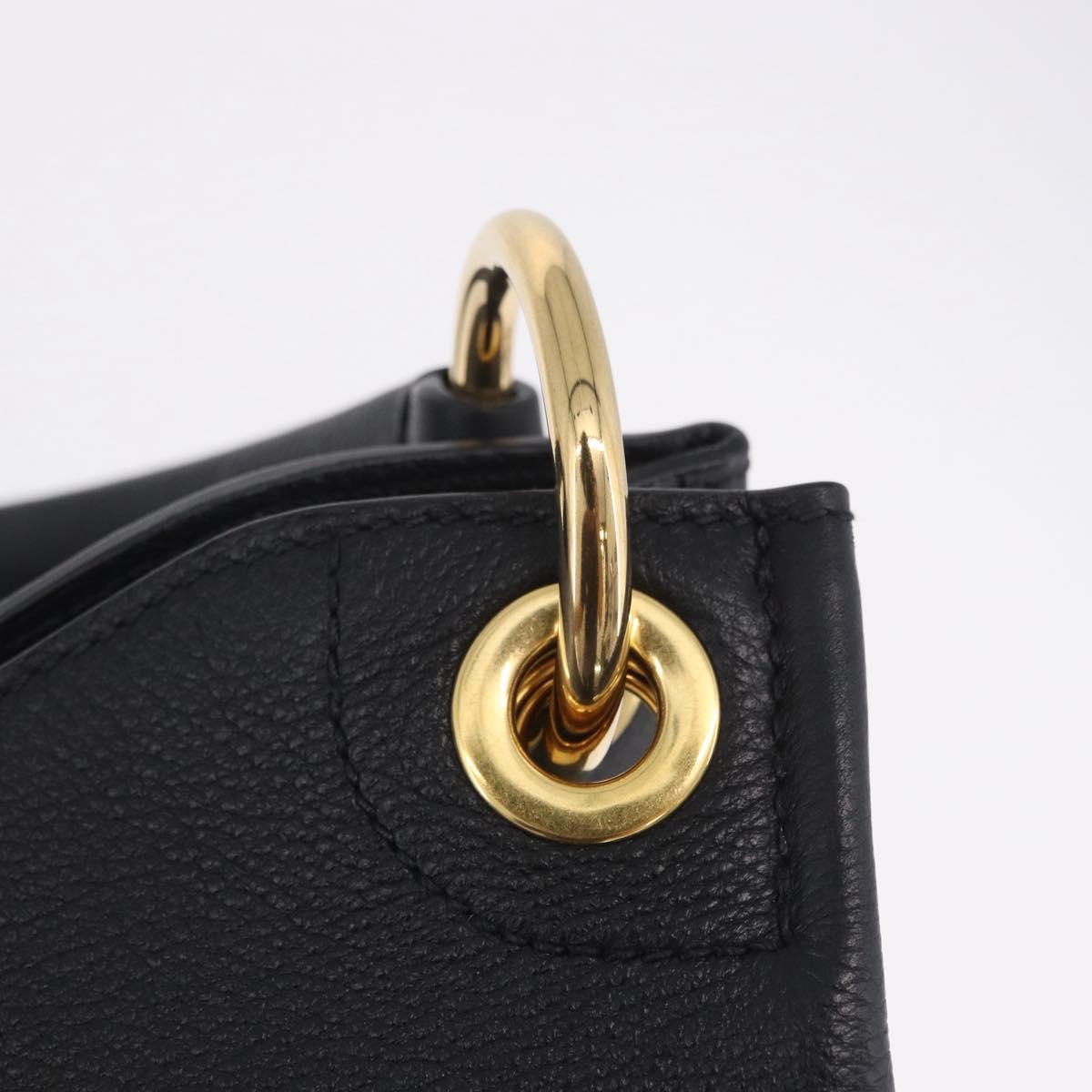 PRADA Shoulder Bag Leather Black Gold Tone Auth ka6289M