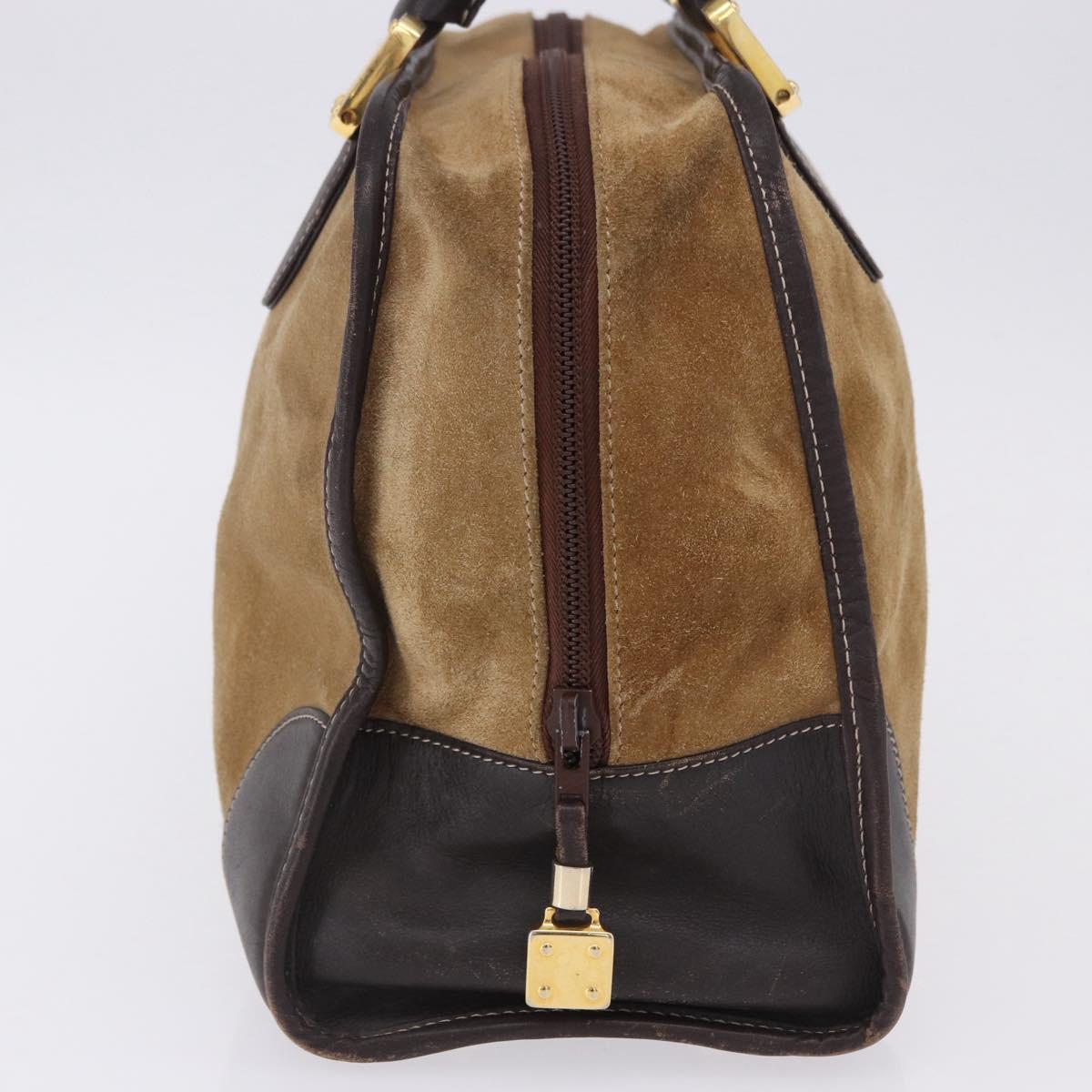 LOEWE Amazona 32 Hand Bag Suede Beige Gold Tone Auth ka6290