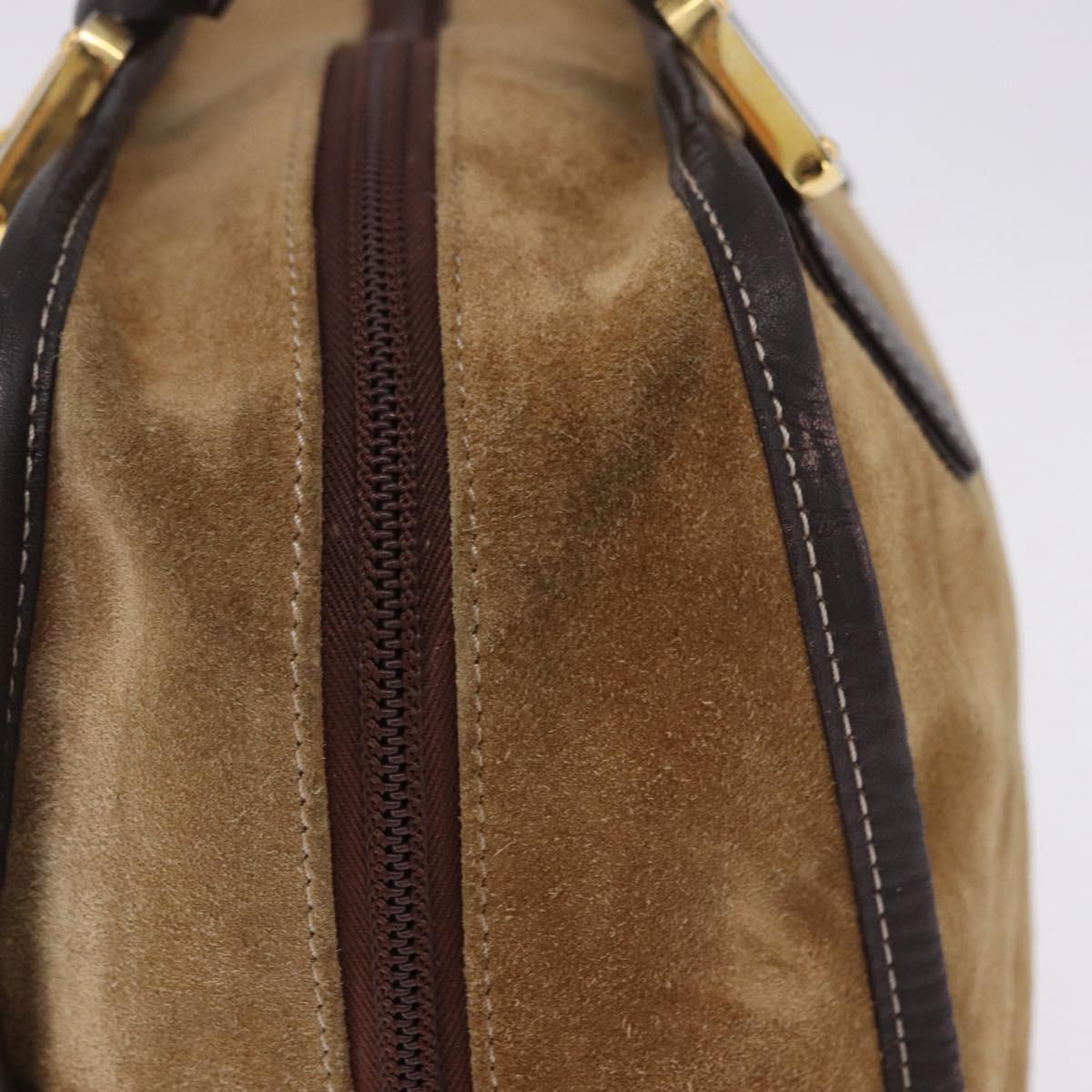 LOEWE Amazona 32 Hand Bag Suede Beige Gold Tone Auth ka6290