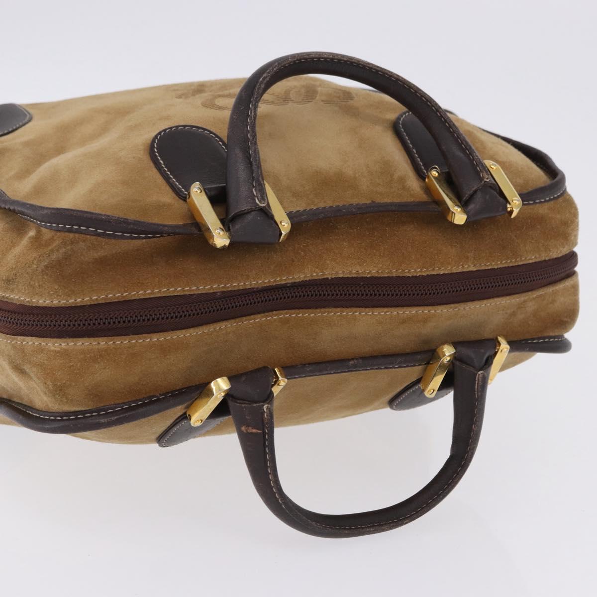 LOEWE Amazona 32 Hand Bag Suede Beige Gold Tone Auth ka6290