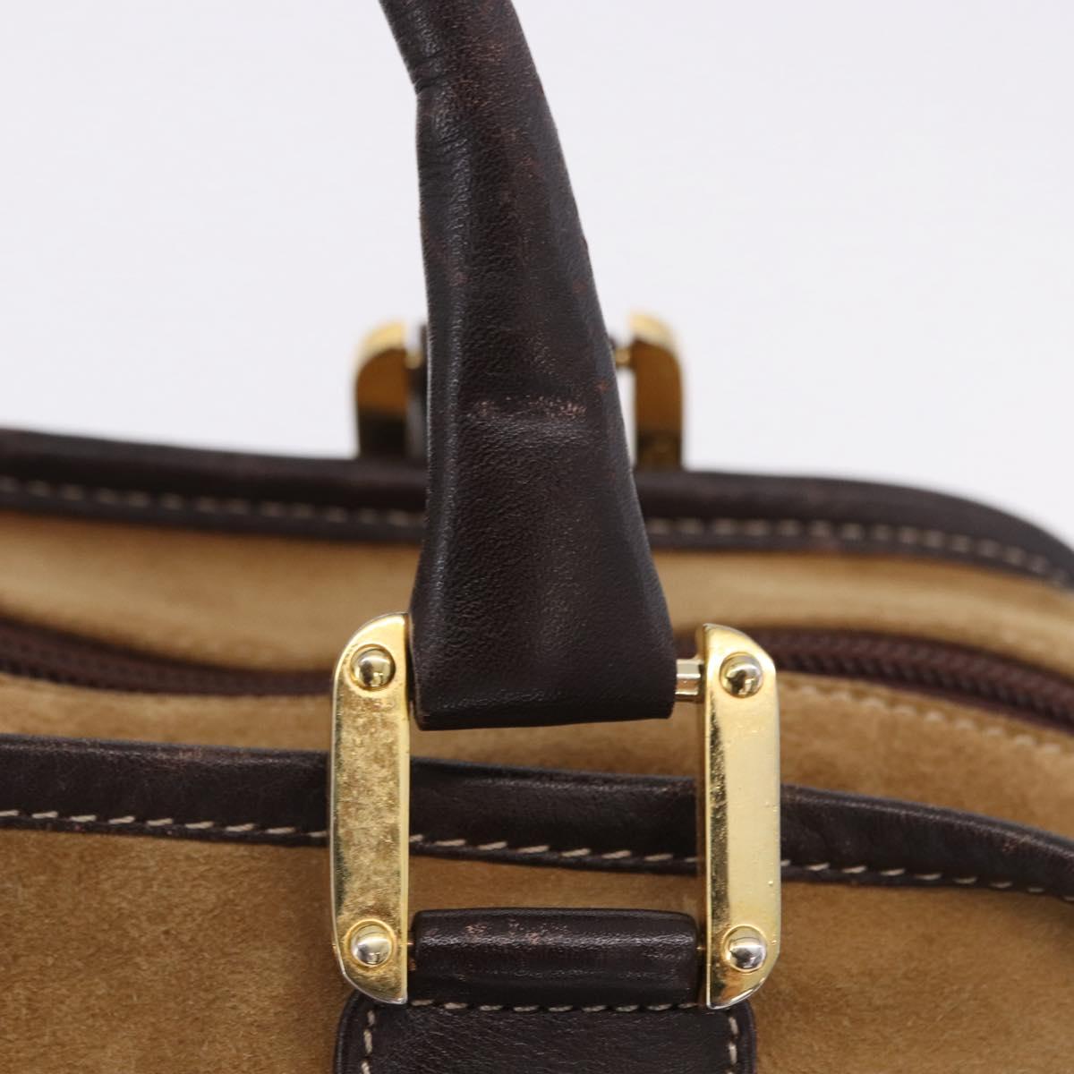 LOEWE Amazona 32 Hand Bag Suede Beige Gold Tone Auth ka6290