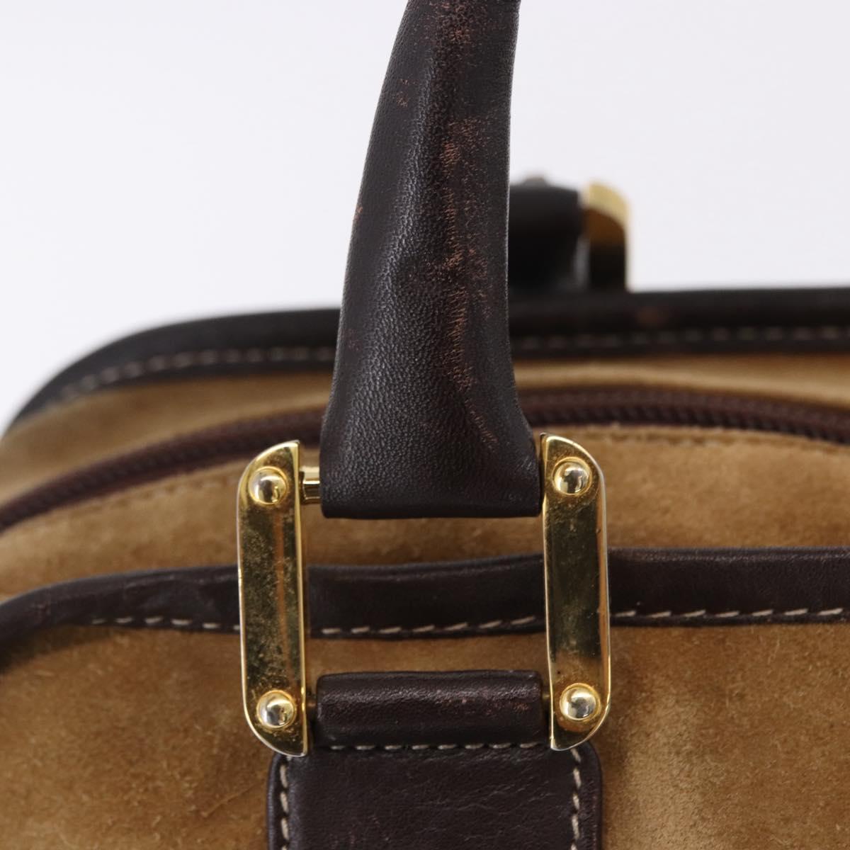 LOEWE Amazona 32 Hand Bag Suede Beige Gold Tone Auth ka6290