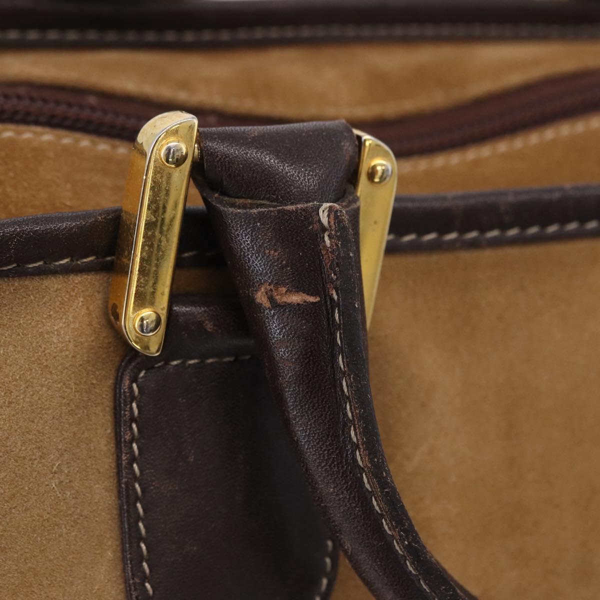 LOEWE Amazona 32 Hand Bag Suede Beige Gold Tone Auth ka6290