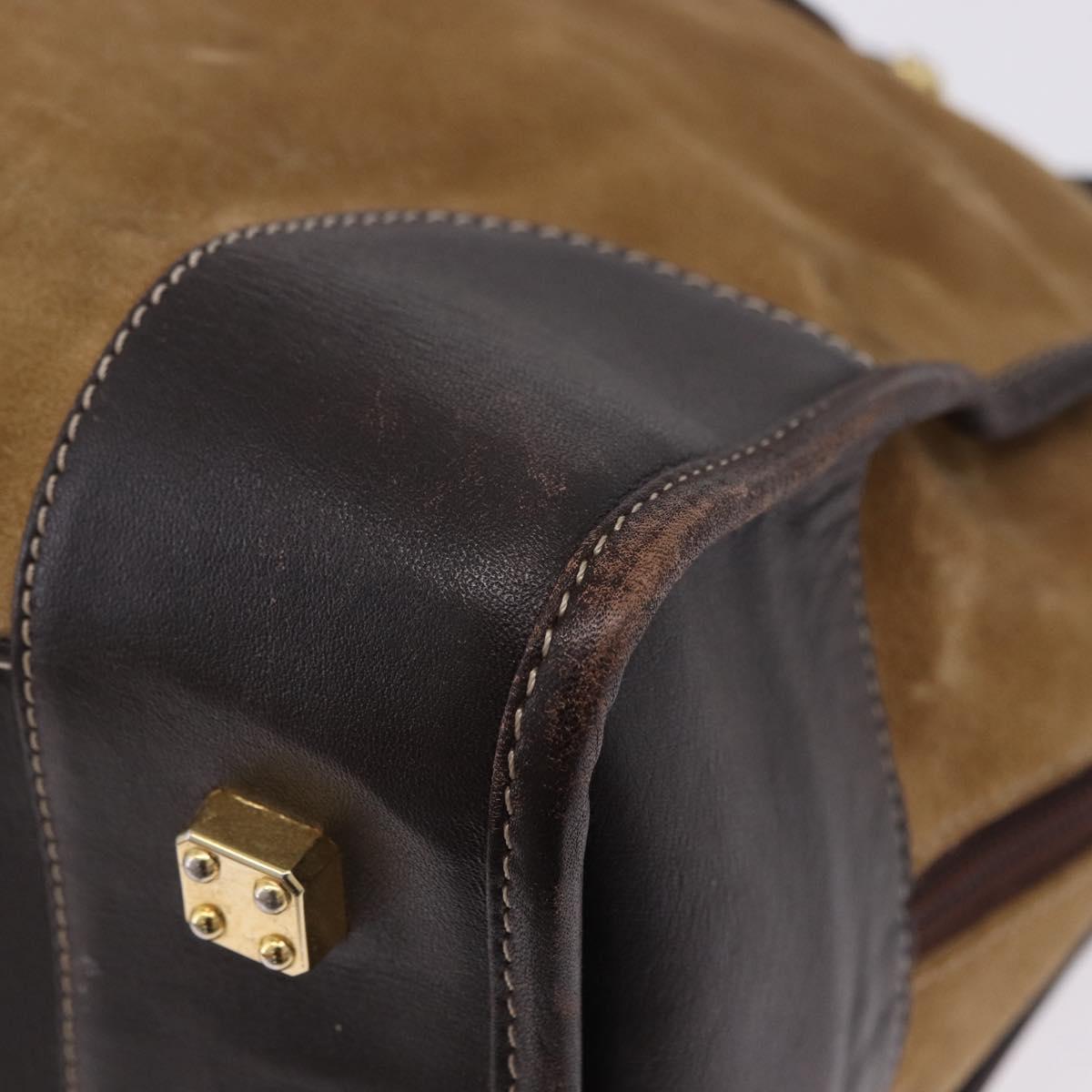 LOEWE Amazona 32 Hand Bag Suede Beige Gold Tone Auth ka6290