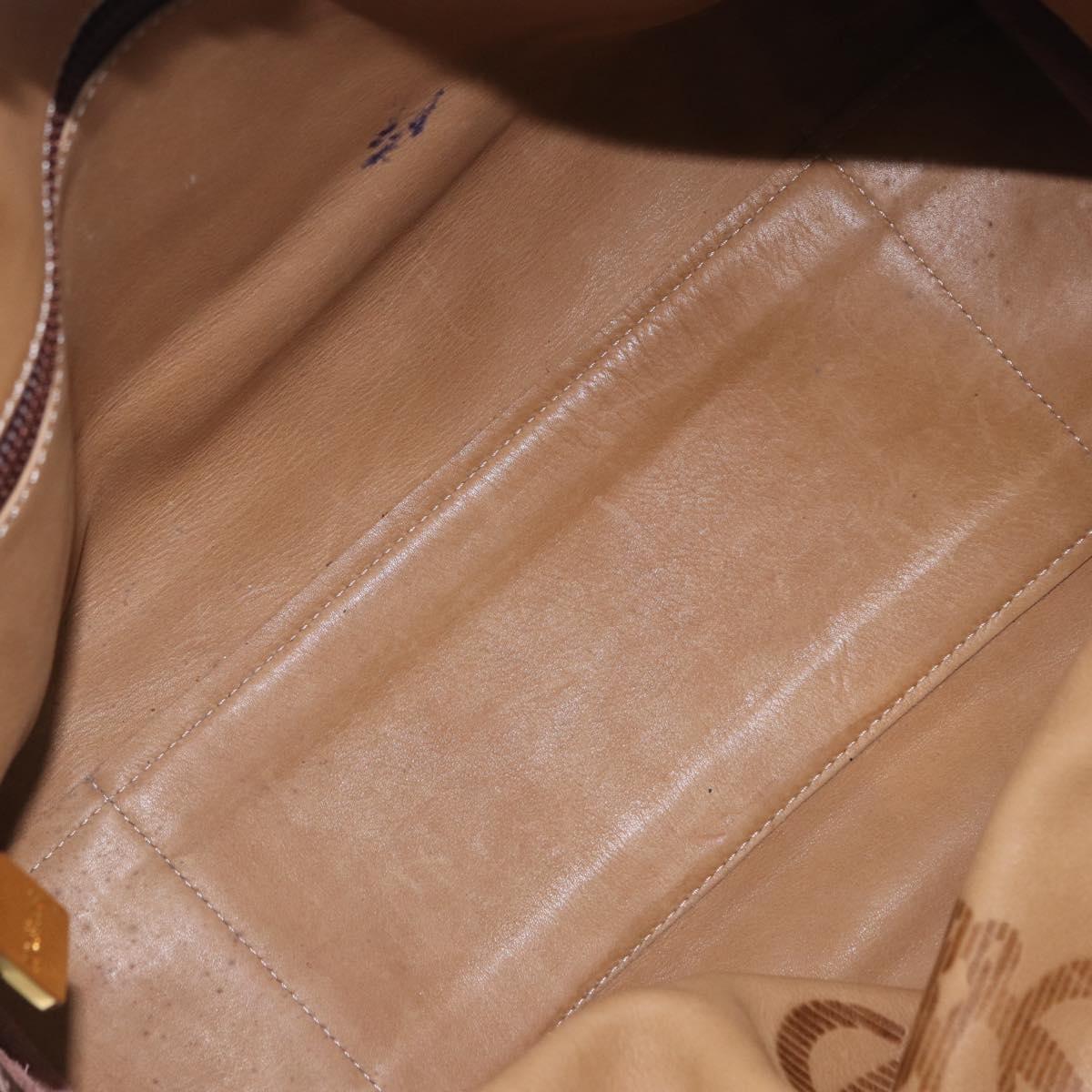LOEWE Amazona 32 Hand Bag Suede Beige Gold Tone Auth ka6290
