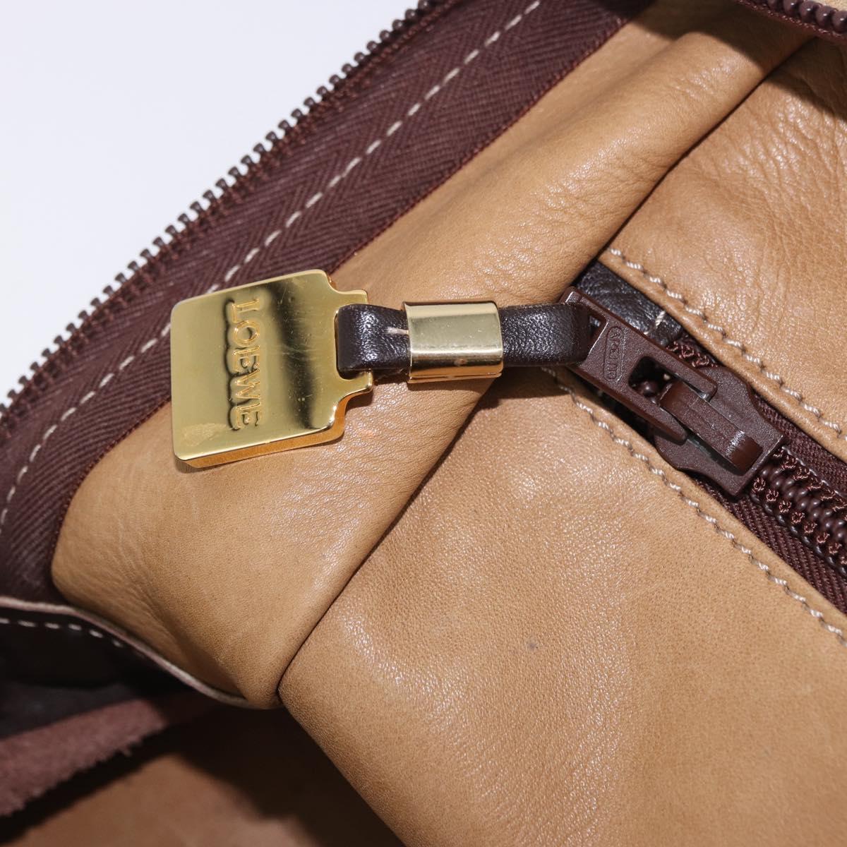 LOEWE Amazona 32 Hand Bag Suede Beige Gold Tone Auth ka6290