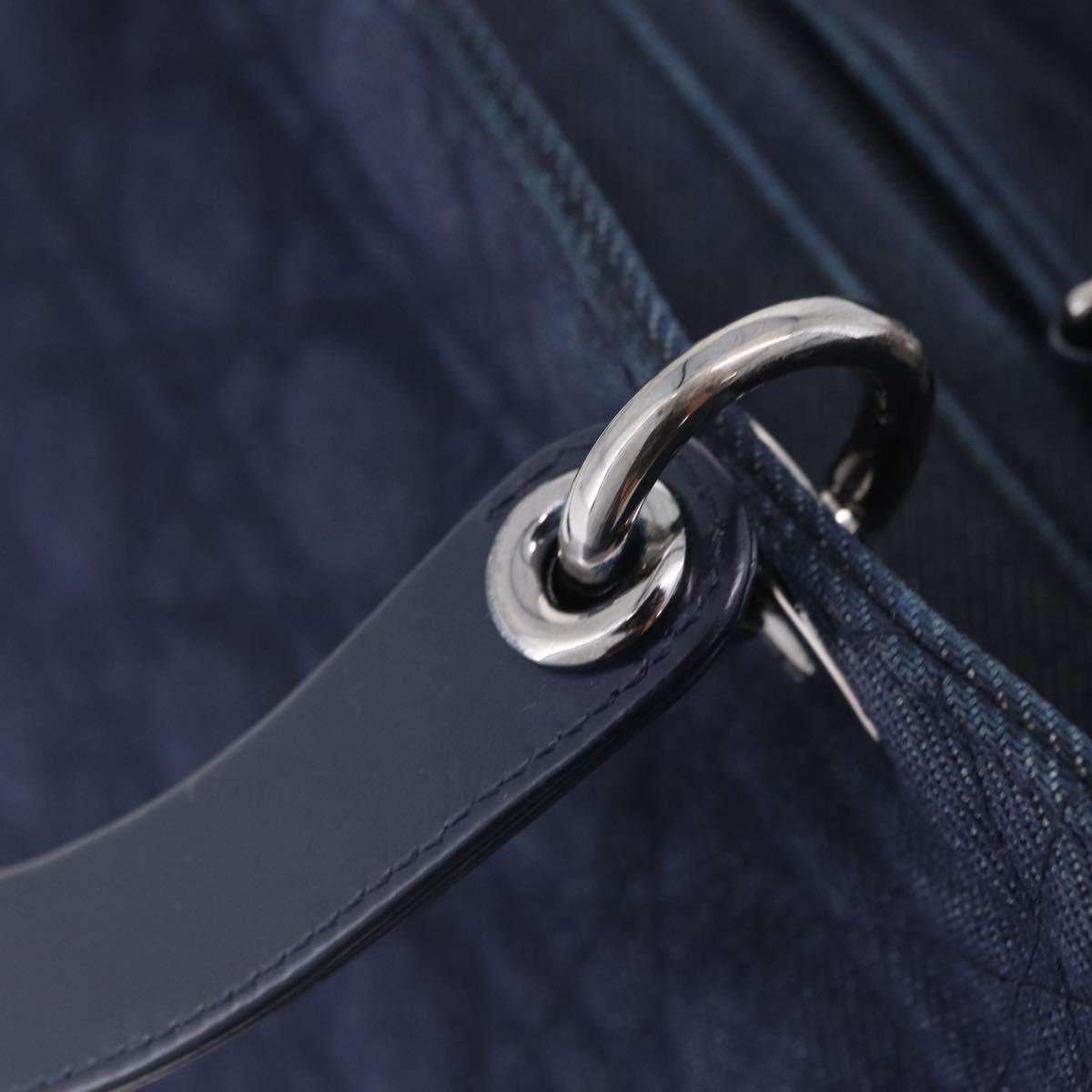 Christian Dior Lady Dior Canage Hand Bag Denim 2way Blue Silver Auth ka6292V
