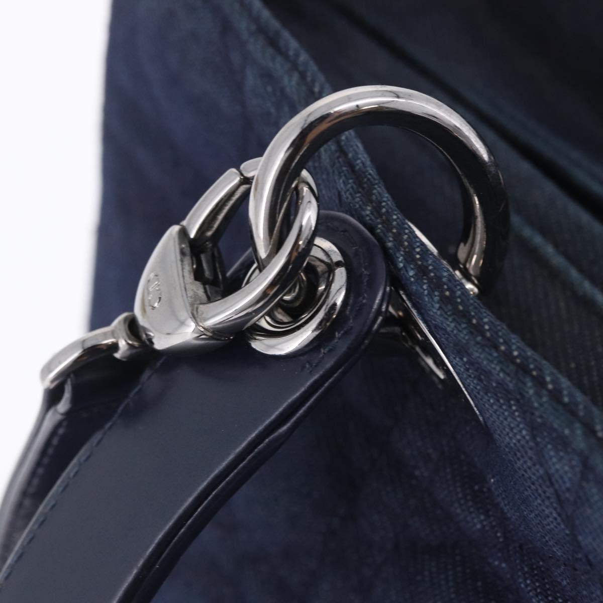 Christian Dior Lady Dior Canage Hand Bag Denim 2way Blue Silver Auth ka6292V