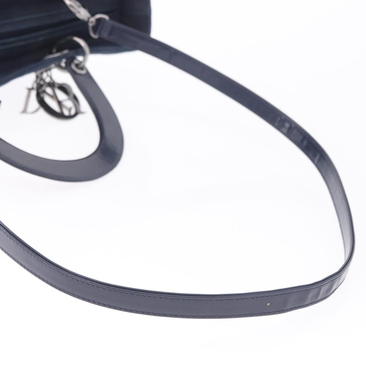 Christian Dior Lady Dior Canage Hand Bag Denim 2way Blue Silver Auth ka6292V