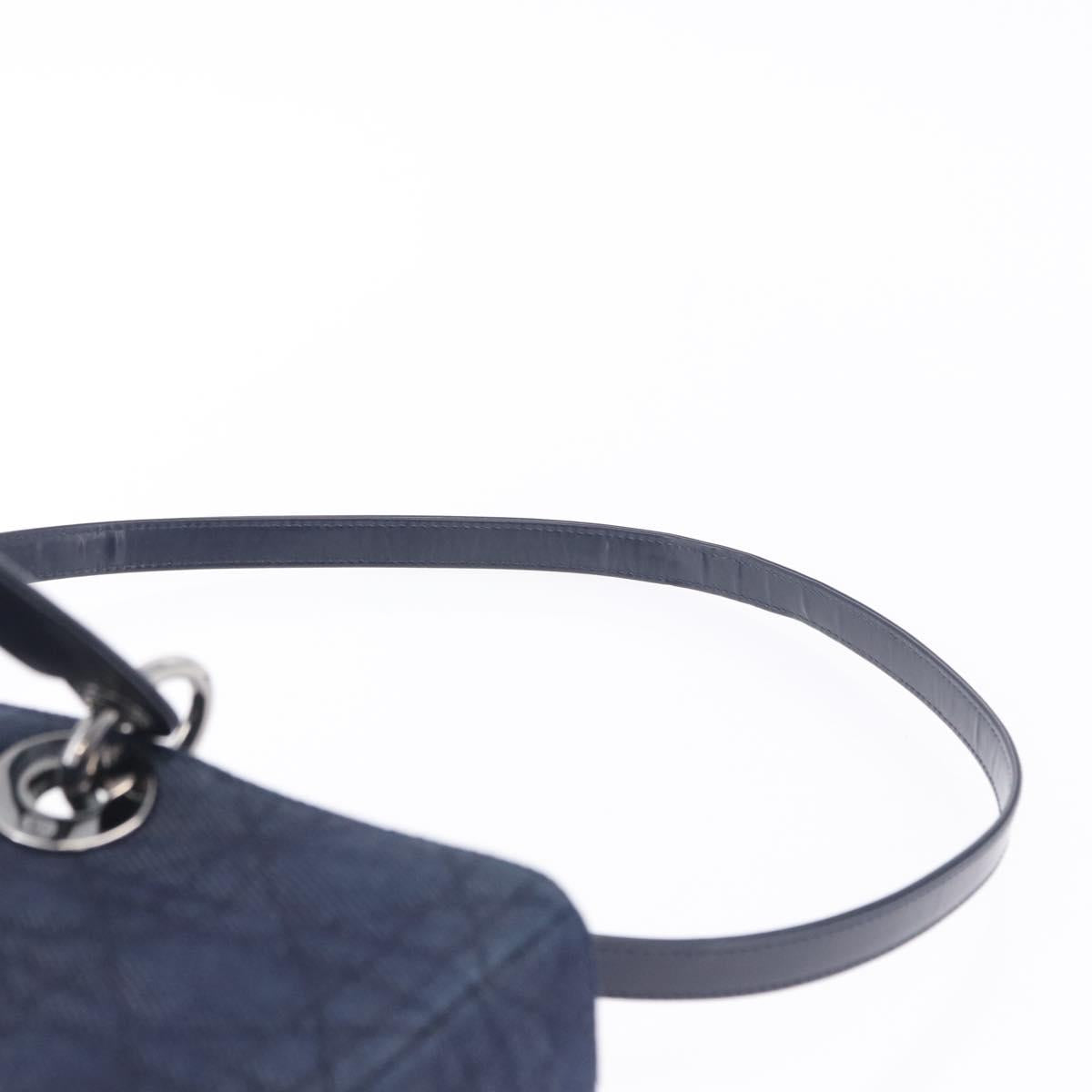 Christian Dior Lady Dior Canage Hand Bag Denim 2way Blue Silver Auth ka6292V