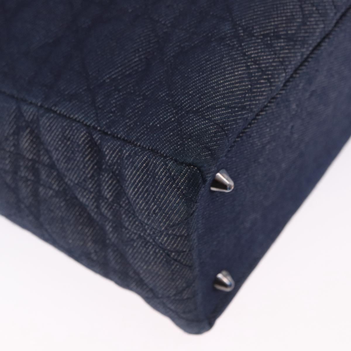 Christian Dior Lady Dior Canage Hand Bag Denim 2way Blue Silver Auth ka6292V