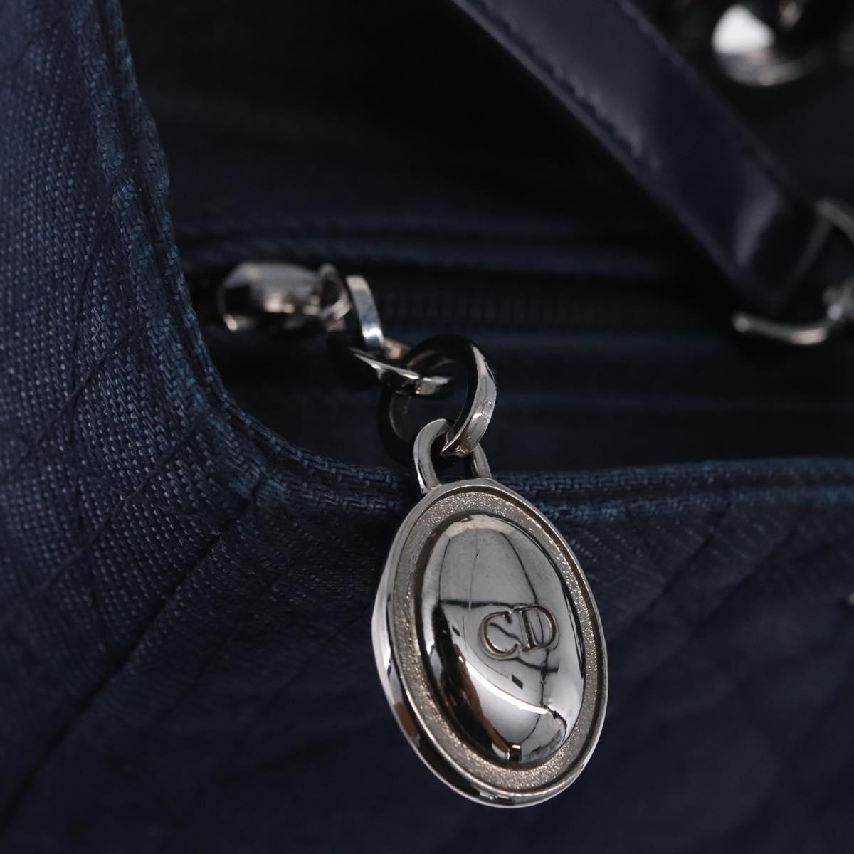Christian Dior Lady Dior Canage Hand Bag Denim 2way Blue Silver Auth ka6292V