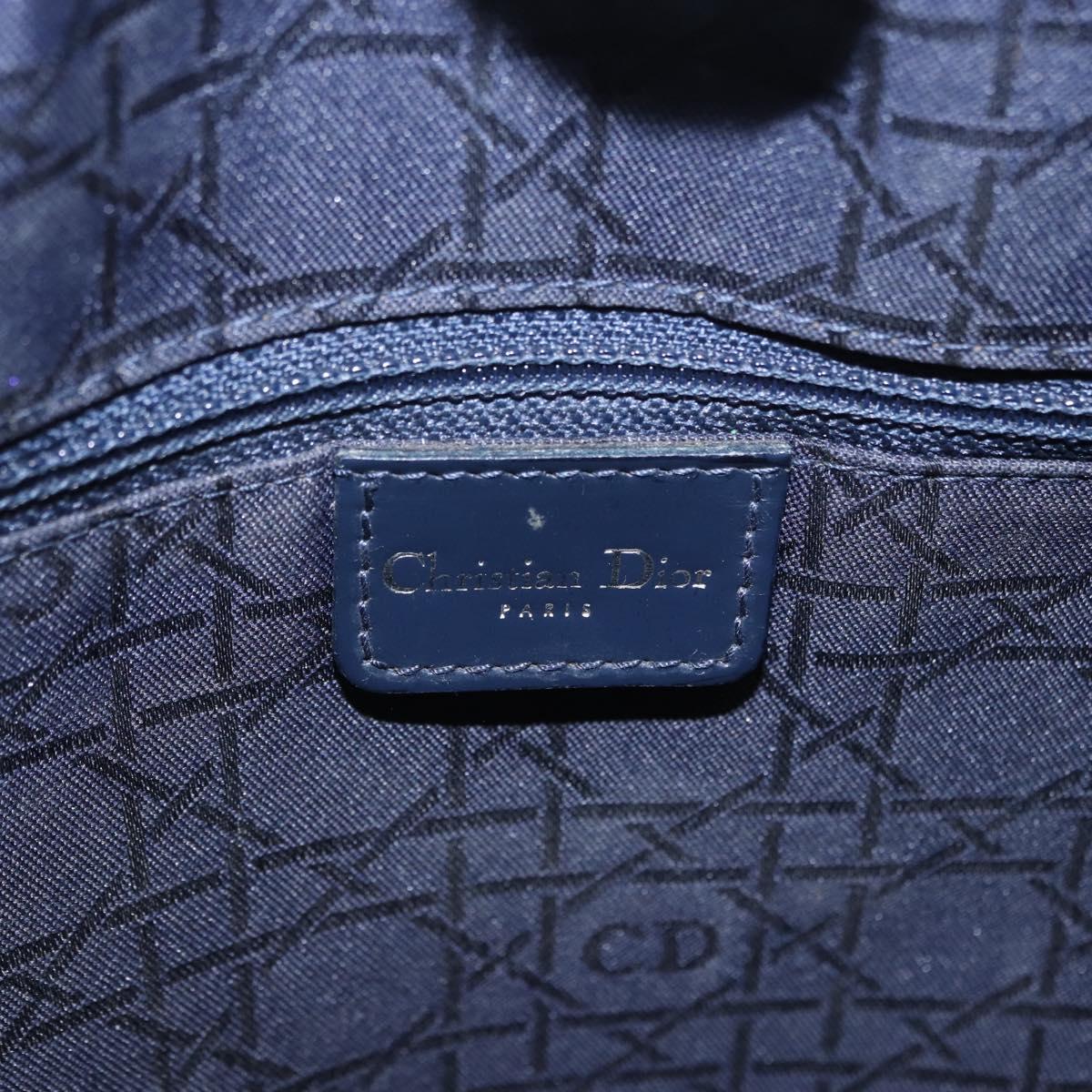 Christian Dior Lady Dior Canage Hand Bag Denim 2way Blue Silver Auth ka6292V