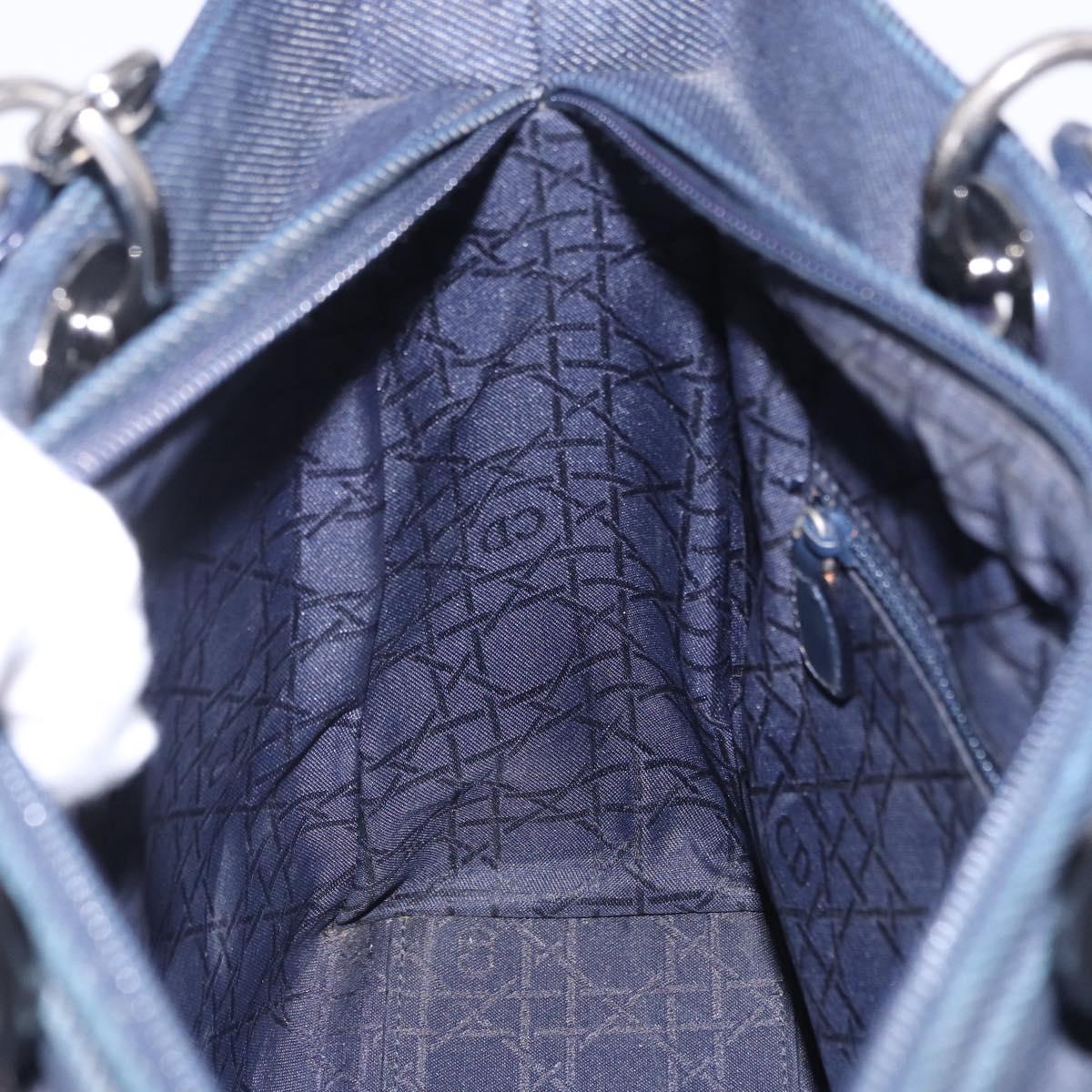 Christian Dior Lady Dior Canage Hand Bag Denim 2way Blue Silver Auth ka6292V