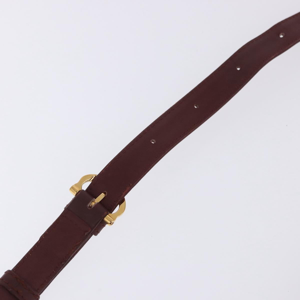 CARTIER Must Line Shoulder Bag Leather Bordeaux Gold Tone Auth ka6294A