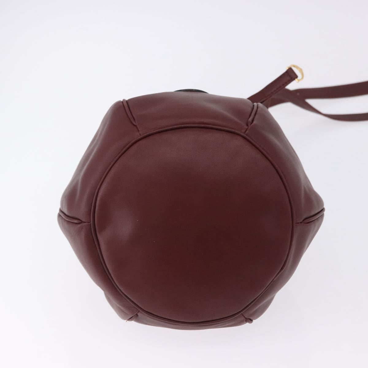 CARTIER Must Line Shoulder Bag Leather Bordeaux Gold Tone Auth ka6294A