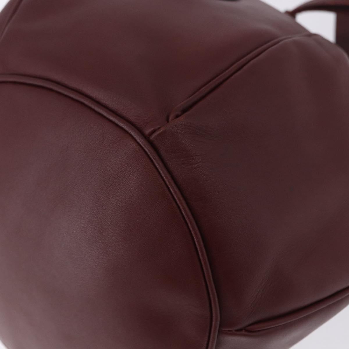 CARTIER Must Line Shoulder Bag Leather Bordeaux Gold Tone Auth ka6294A
