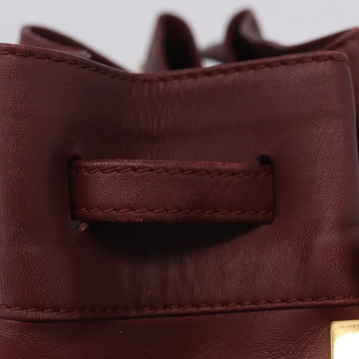 CARTIER Must Line Shoulder Bag Leather Bordeaux Gold Tone Auth ka6294A