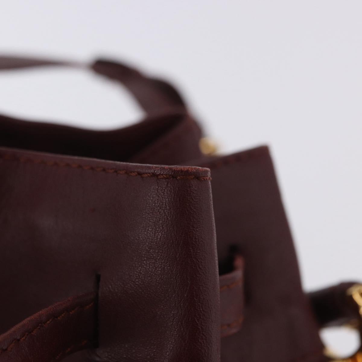 CARTIER Must Line Shoulder Bag Leather Bordeaux Gold Tone Auth ka6294A