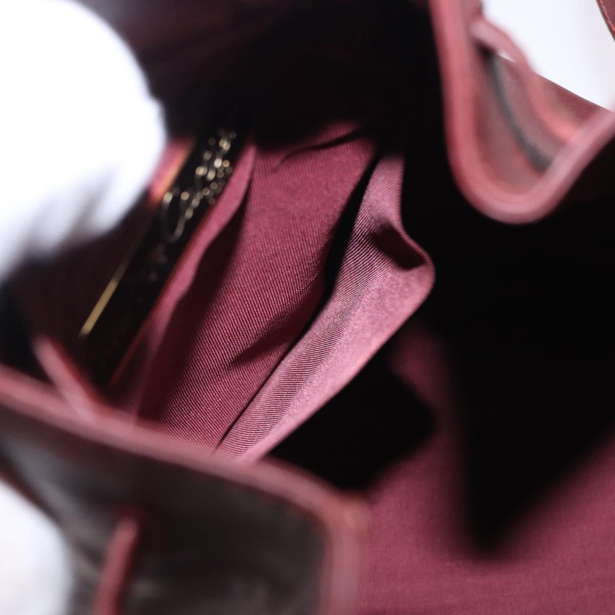 CARTIER Must Line Shoulder Bag Leather Bordeaux Gold Tone Auth ka6294A