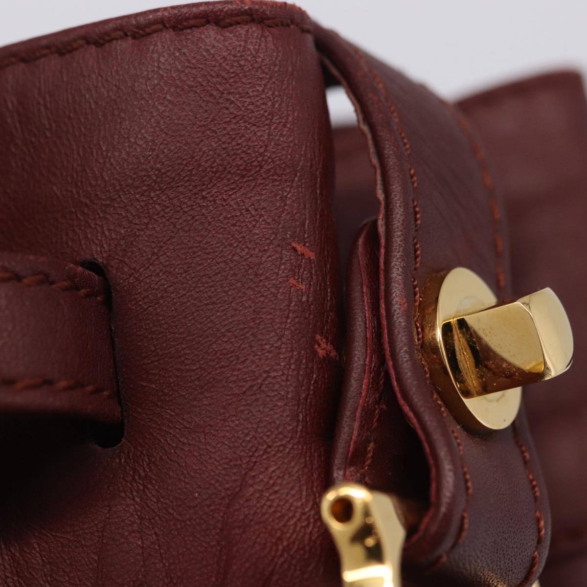 CARTIER Must Line Shoulder Bag Leather Bordeaux Gold Tone Auth ka6294A