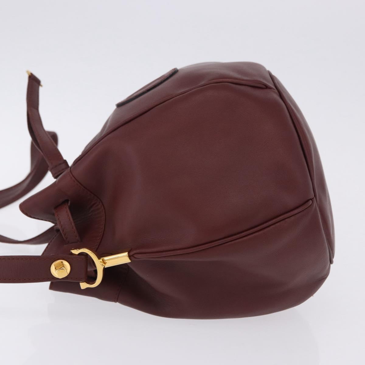 CARTIER Must Line Shoulder Bag Leather Bordeaux Gold Tone Auth ka6294A