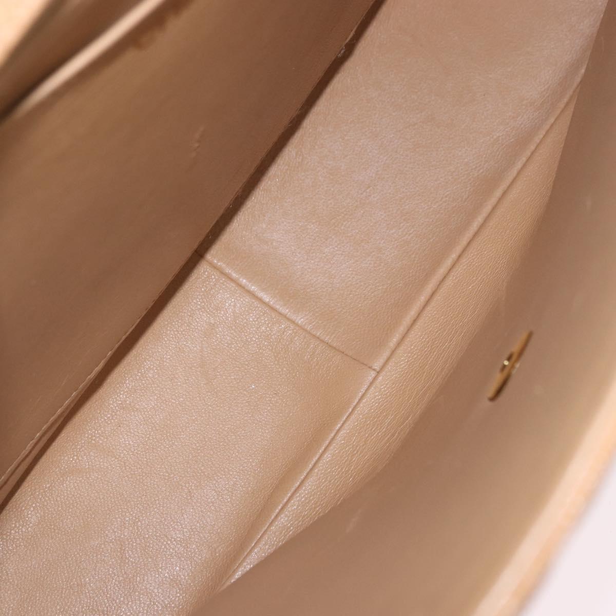 CHANEL Mademoiselle Hand Bag Caviar Skin Beige Gold Tone CC Auth ka6295V