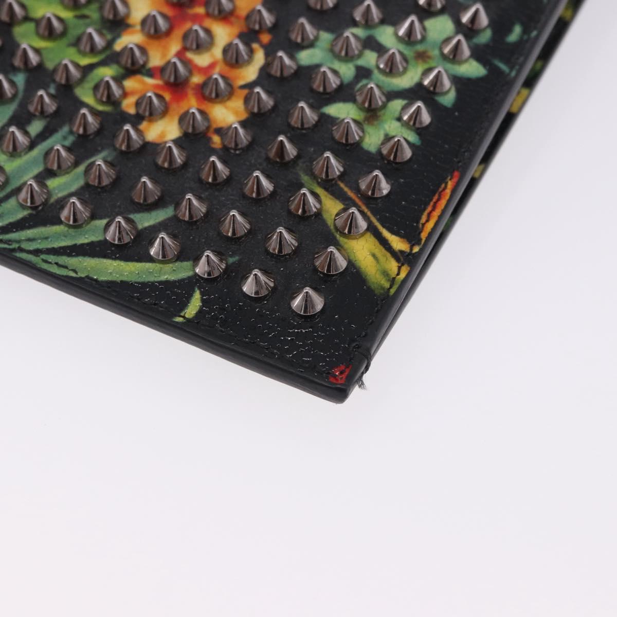 Christian Louboutin Clutch Bag Leather Black Silver Auth ka6300A
