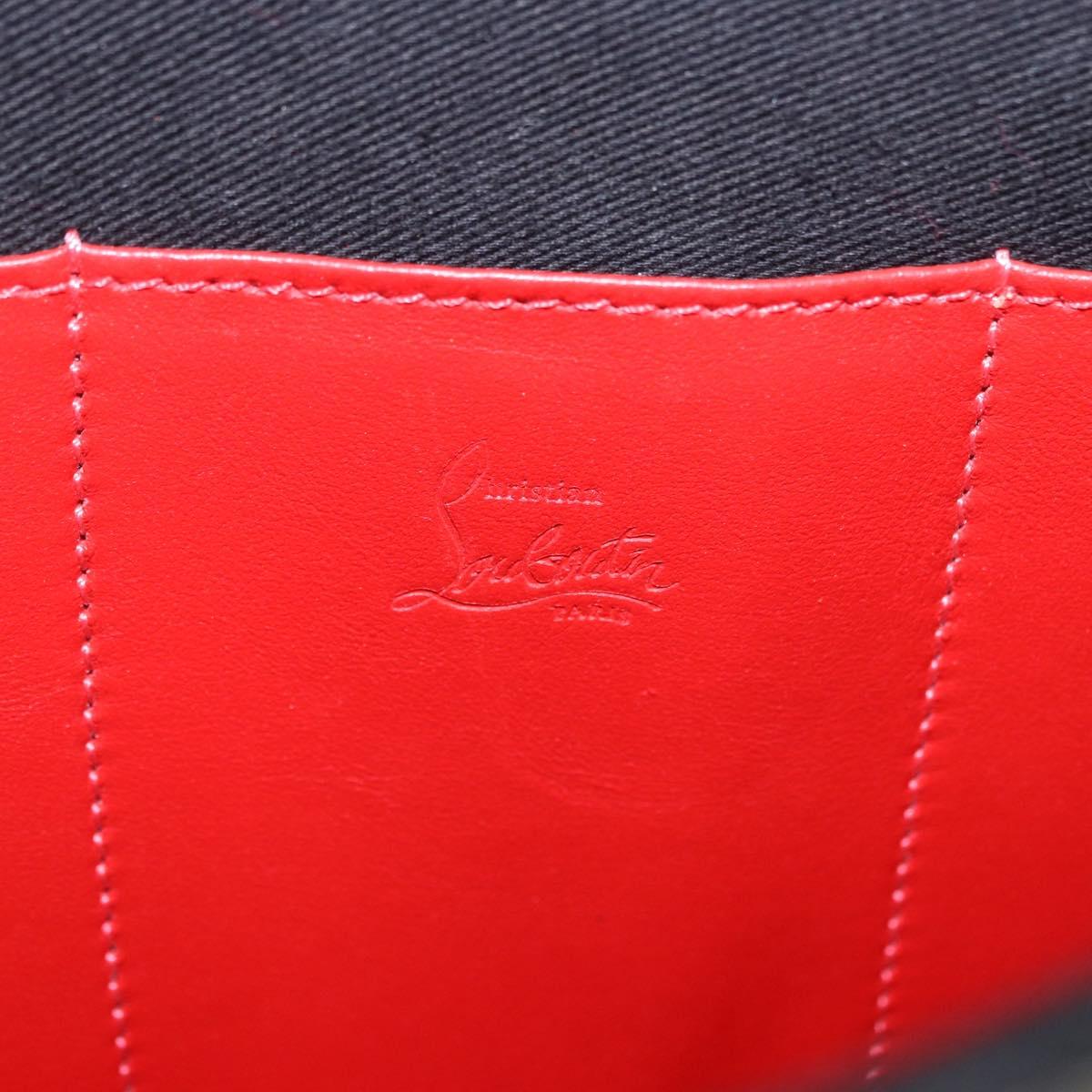 Christian Louboutin Clutch Bag Leather Black Silver Auth ka6300A