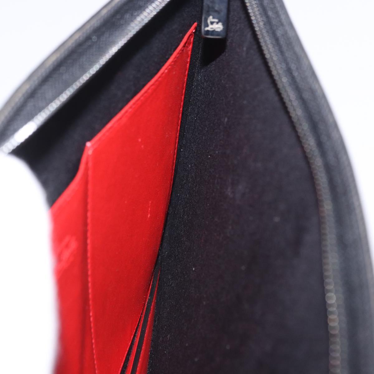 Christian Louboutin Clutch Bag Leather Black Silver Auth ka6300A