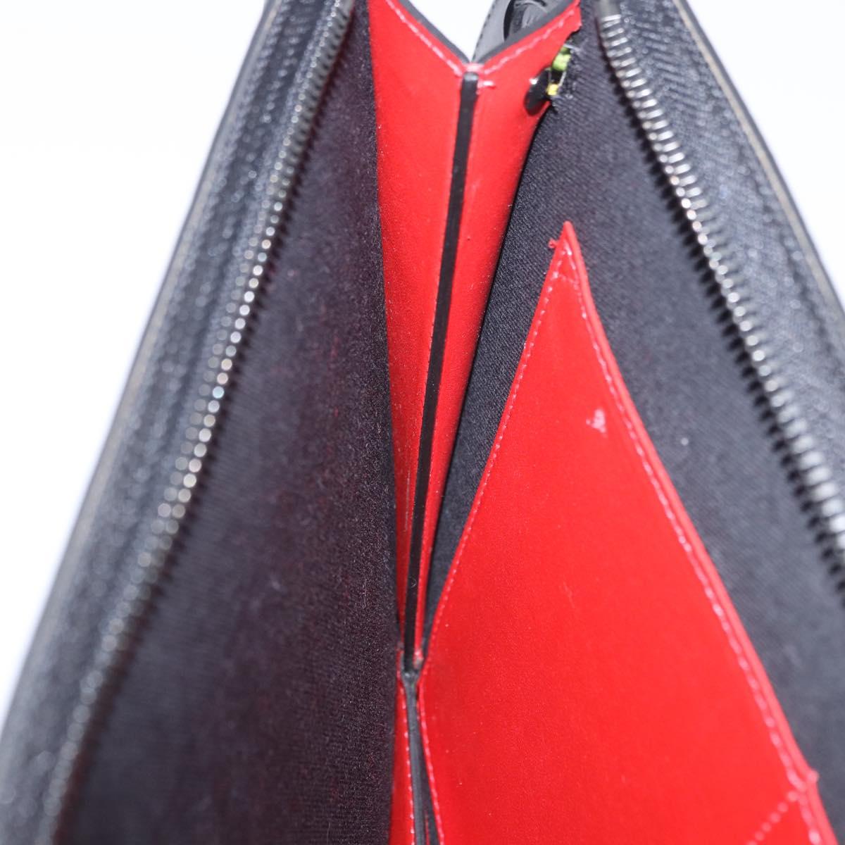 Christian Louboutin Clutch Bag Leather Black Silver Auth ka6300A