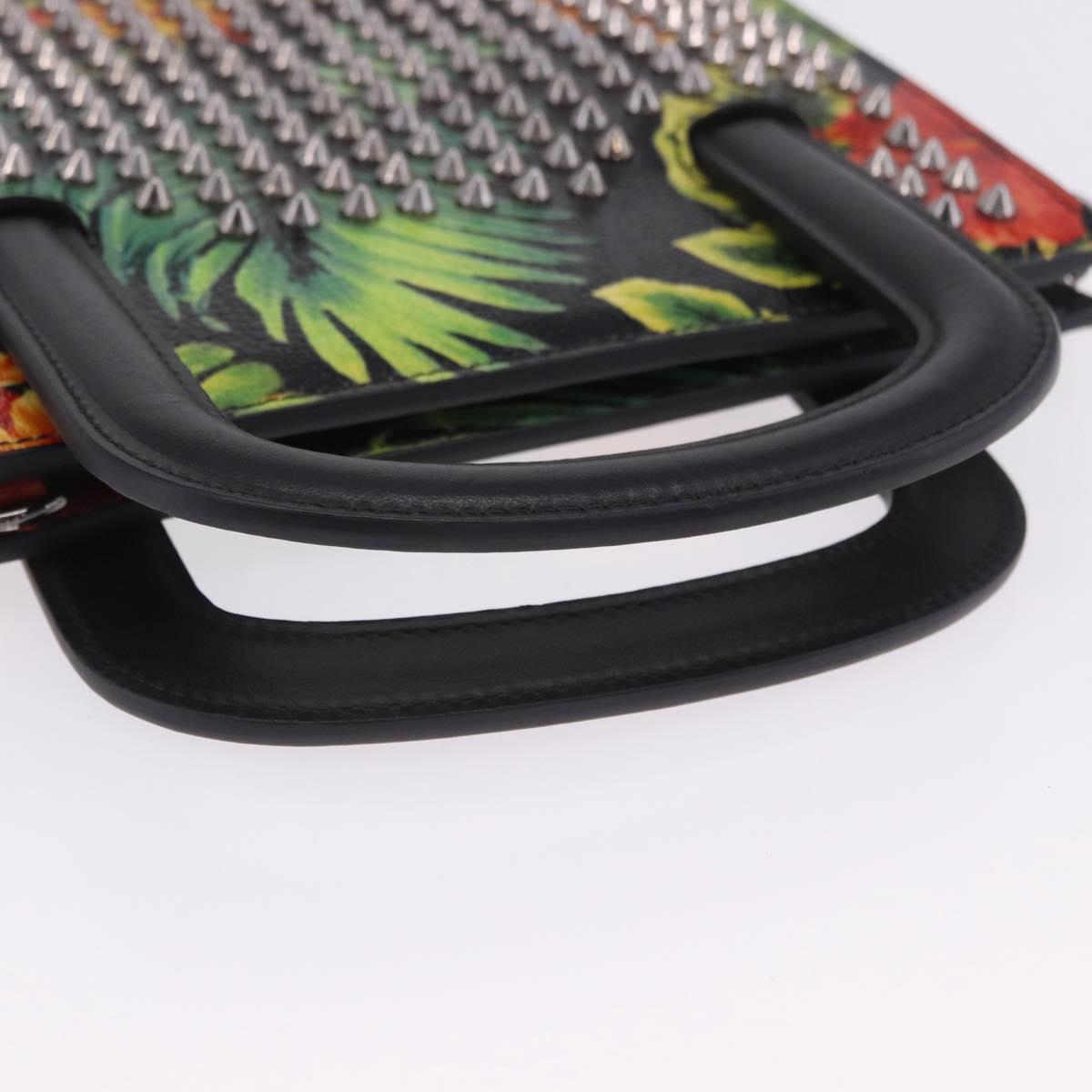 Christian Louboutin Clutch Bag Leather Black Silver Auth ka6300A