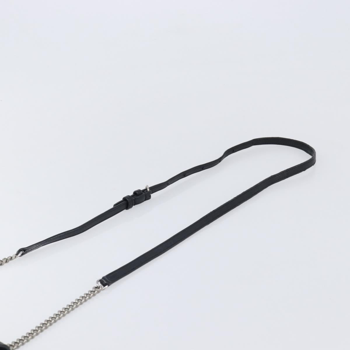 SAINT LAURENT Chain Shoulder Bag Leather Black Silver Auth ka6306A
