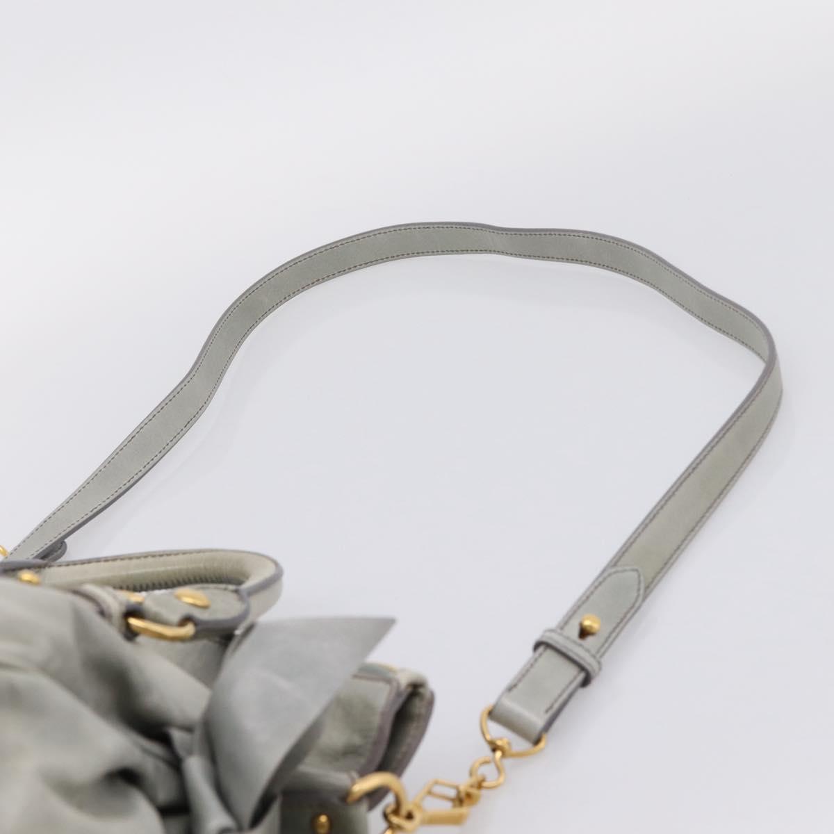 Miu Miu Vitter Lux Hand Bag Leather 2way Gray Gold Auth ka6308