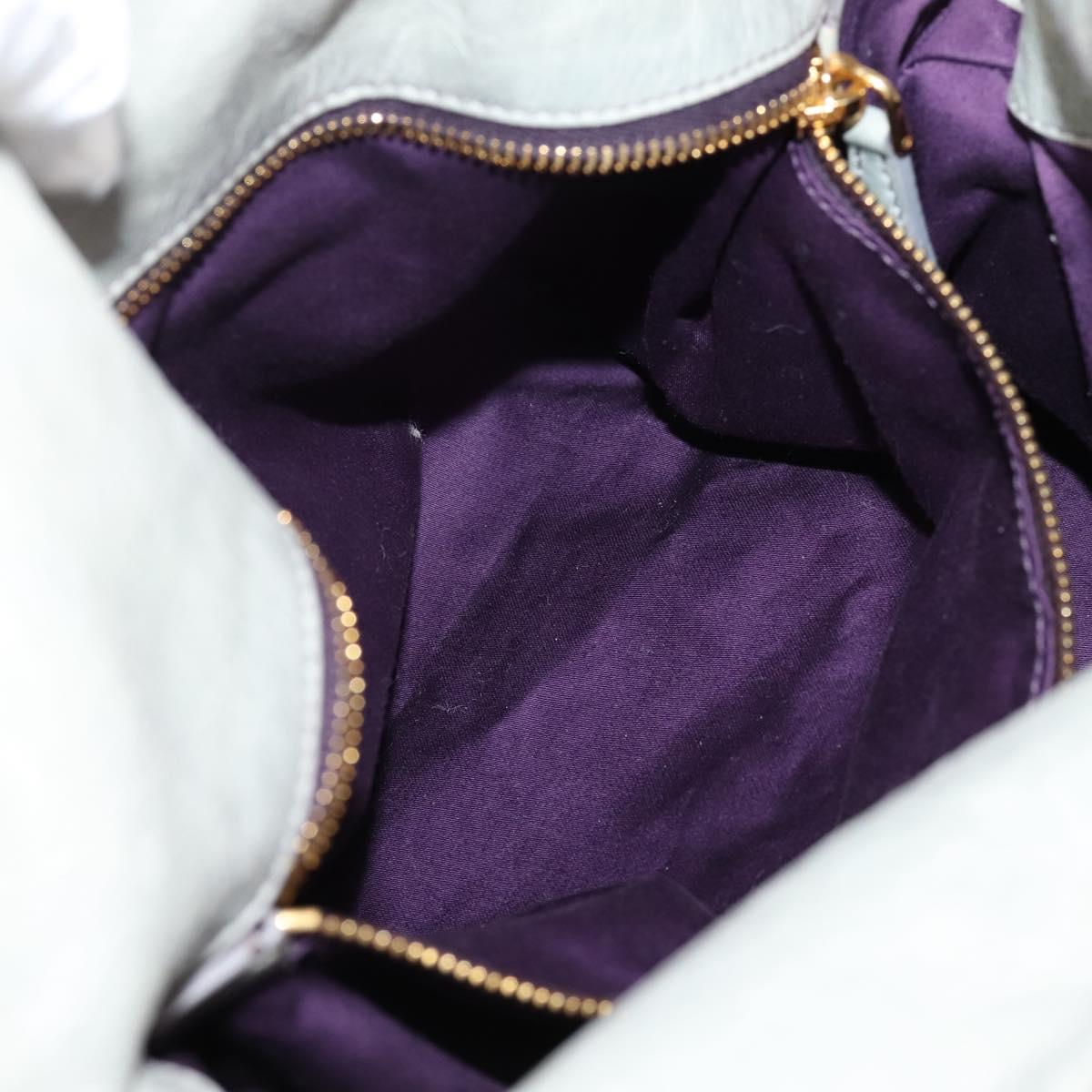 Miu Miu Vitter Lux Hand Bag Leather 2way Gray Gold Auth ka6308