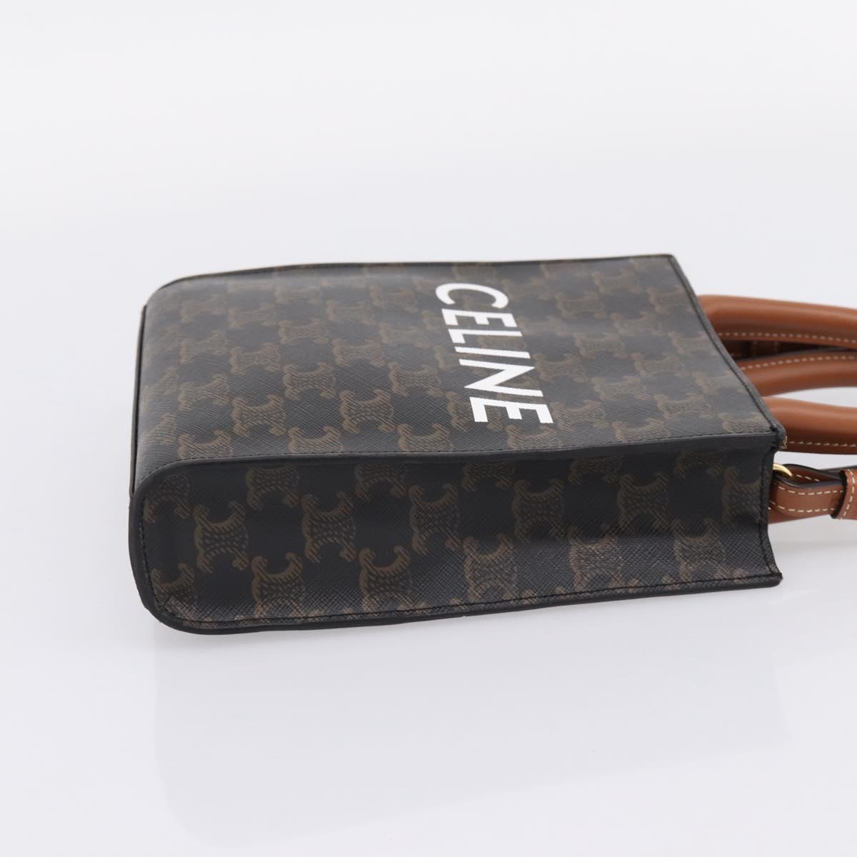 CELINE Triomphe Mini Vertical Cabas Hand Bag PVC 2way Black Gold Auth ka6309M