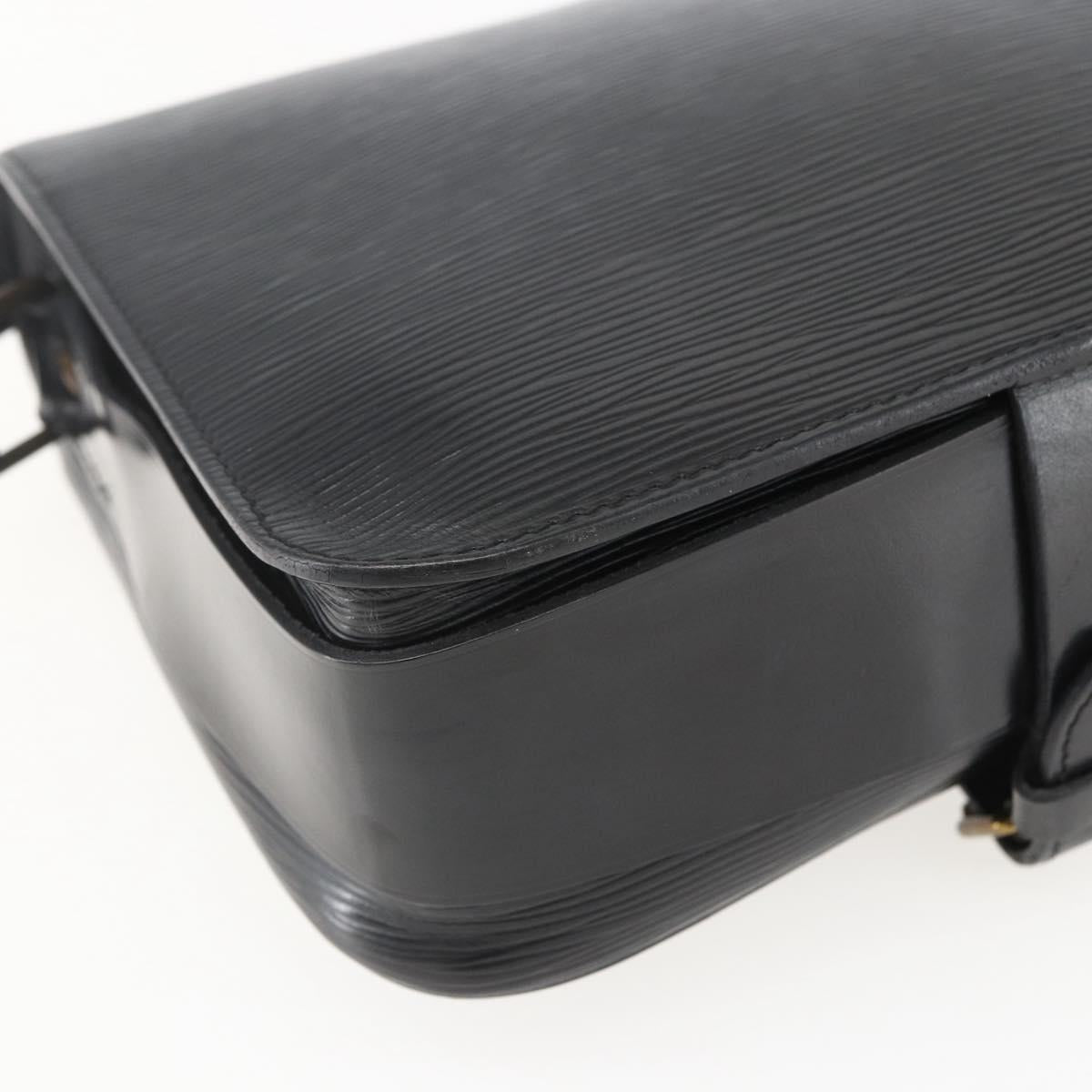 LOUIS VUITTON Epi Cartouchiere MM Shoulder Bag Black Noir M52242 LV Auth ka631