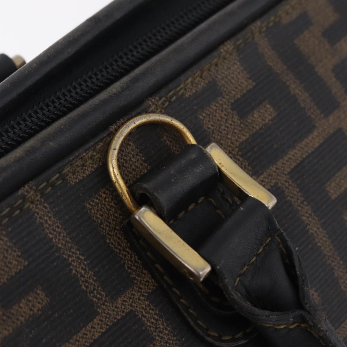 FENDI Zucca Canvas Hand Bag PVC Black Brown Auth ka6311