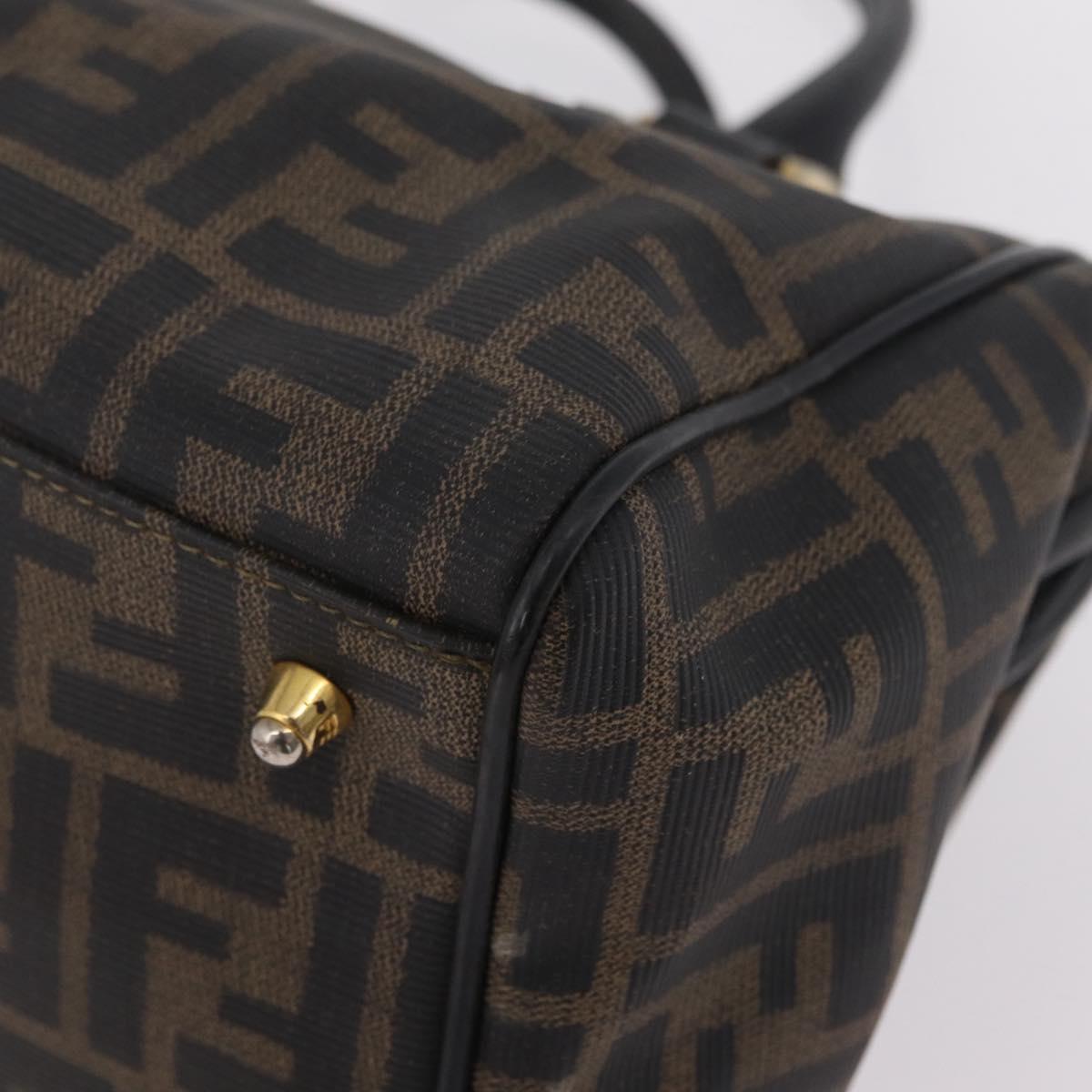 FENDI Zucca Canvas Hand Bag PVC Black Brown Auth ka6311