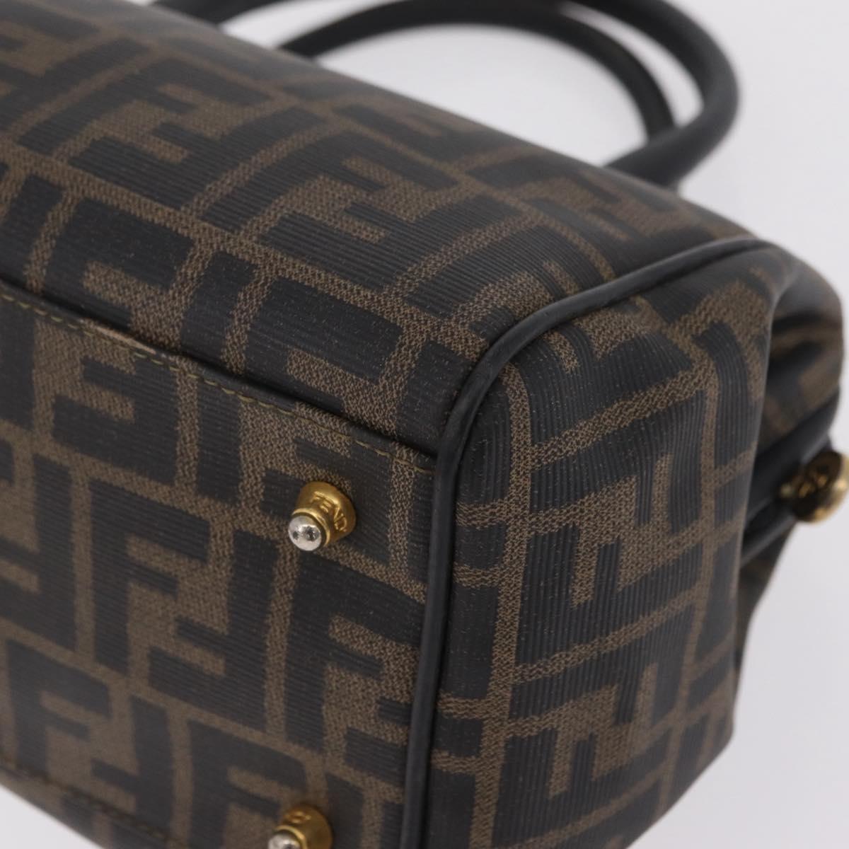 FENDI Zucca Canvas Hand Bag PVC Black Brown Auth ka6311