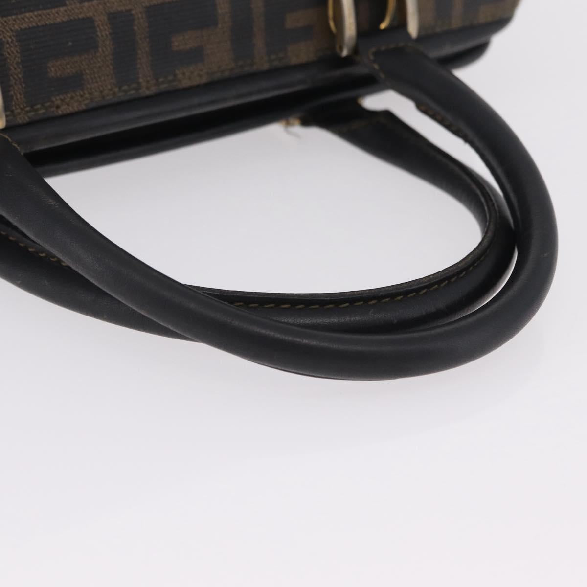 FENDI Zucca Canvas Hand Bag PVC Black Brown Auth ka6311